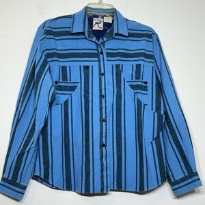 Vintage 90s Roper Striped Western Shirt Women's 11/12 Made USA Imported Fabric